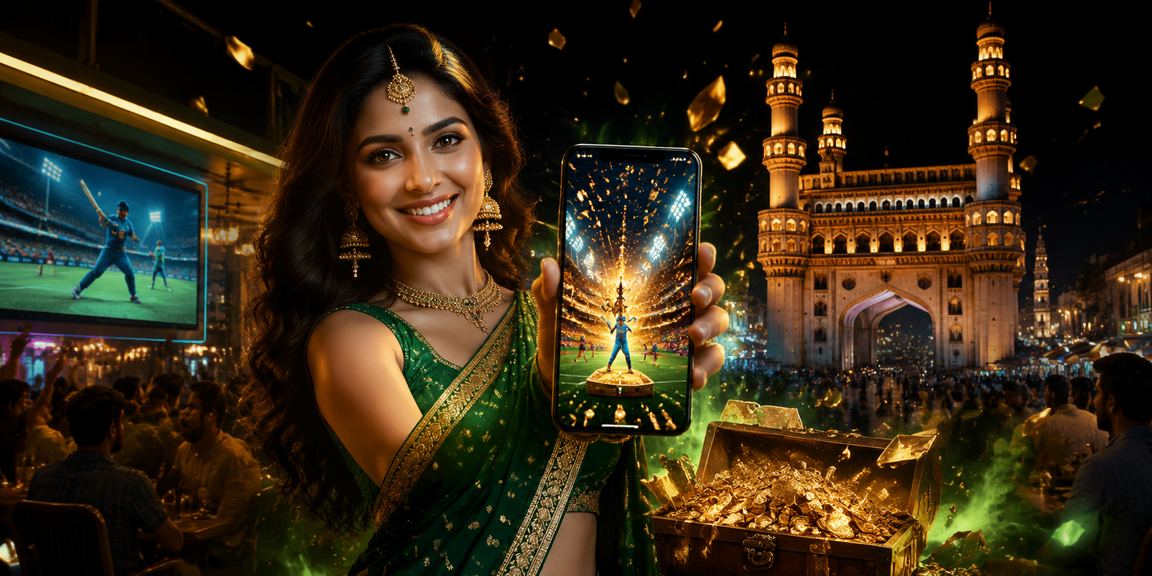 Cricket betting payments at Charminar Hyderabad with saree-clad player